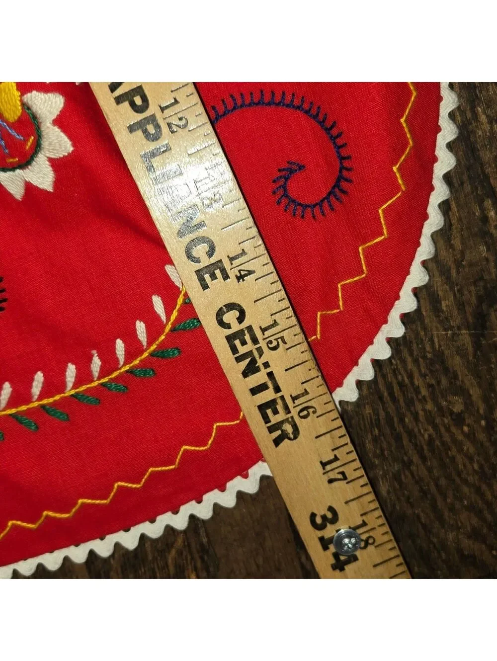 Vtg Portugal Handmade Red Embroidered Apron SM Adult Childs Pockets Traditional